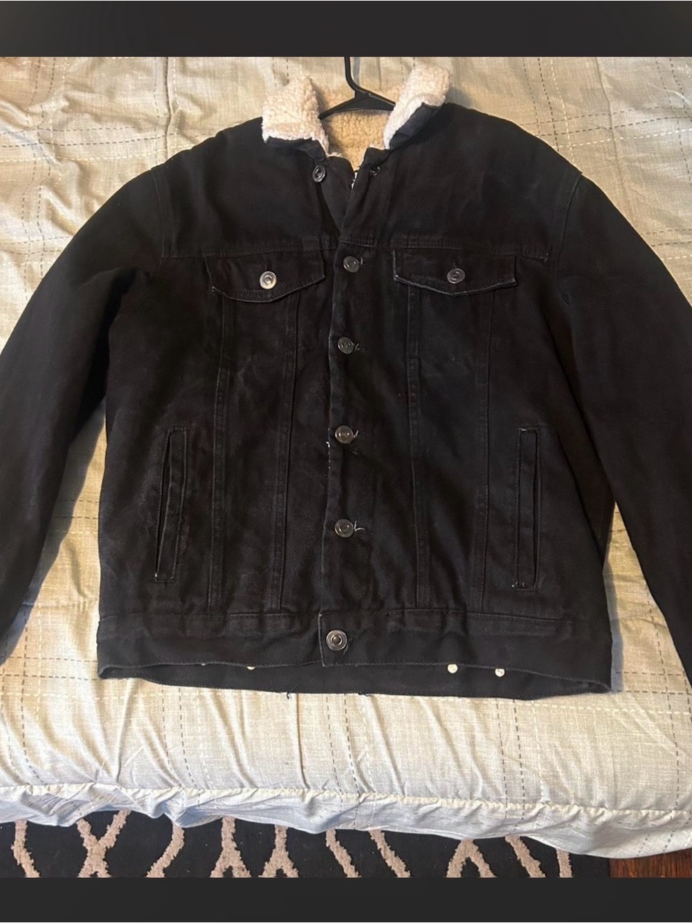 Forever 21 Men's Black Sherpa Collar Bomber Jacket